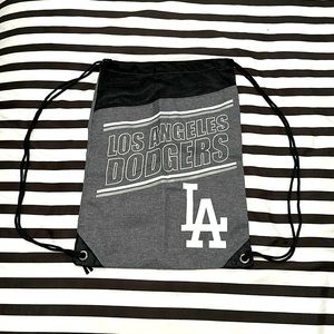 LA Dodgers Drawstring backpack / back sack in Gray and Black